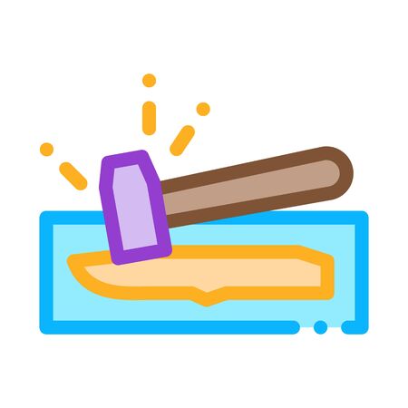 Knife Hammer Icon Vector. Outline Knife Hammer Sign. Color Isolated Contour Symbol Illustrationのイラスト素材