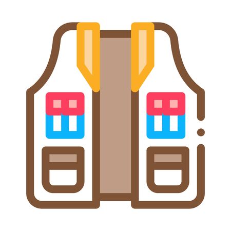Hunter Vest Icon Vector. Outline Hunter Vest Sign. Color Isolated Contour Symbol Illustrationのイラスト素材