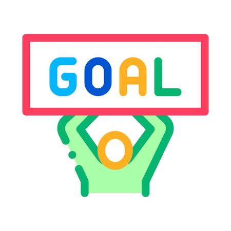 Man with Sign Goal Icon Vector. Outline Man with Sign Goal Sign. Isolated Contour Symbol Illustrationのイラスト素材