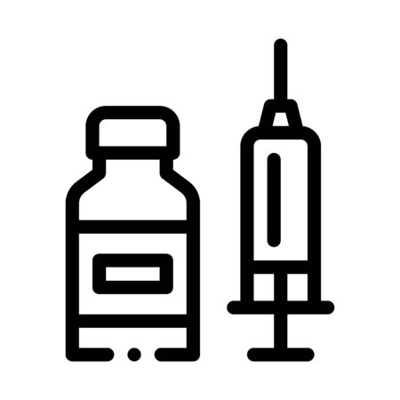 syringe with medicine icon vector. syringe with medicine sign. isolated contour symbol illustrationのイラスト素材