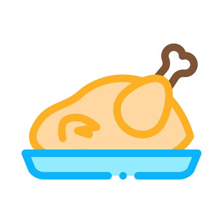 fried whole chicken icon vector. fried whole chicken sign. color symbol illustrationのイラスト素材