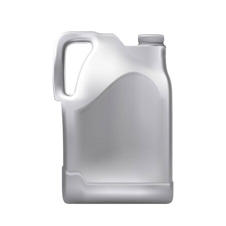 Car Engine Antifreeze Liquid Blank Canister Vector. Plastic Bottle Container For Antifreeze For Motor Normal Working Temperature. Coolant Package, Auto Repair Service Mockup Realistic 3d Illustrationのイラスト素材