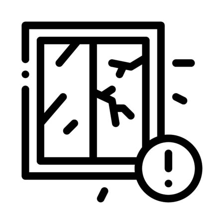 cracked window because of ertnquake icon vector. cracked window because of ertnquake sign. isolated contour symbol illustrationのイラスト素材