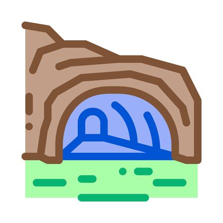 mountain cave gorge icon vector. mountain cave gorge sign. color symbol illustrationのイラスト素材