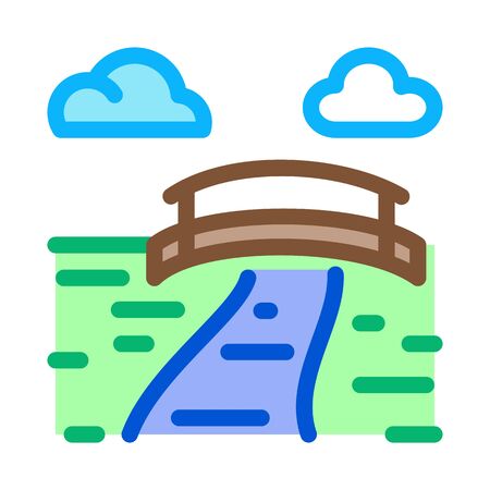 flowing river among coniferous forests icon vector. flowing river among coniferous forests sign. color symbol illustrationのイラスト素材