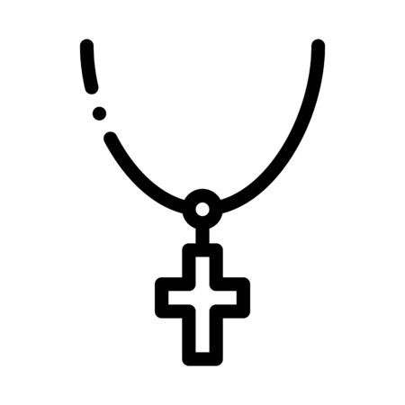 christian cross on neck icon vector. christian cross on neck sign. isolated contour symbol illustrationのイラスト素材