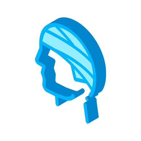 Bandaged Head Man Silhouette Headache vector isometric sign. color isolated symbol illustrationのイラスト素材