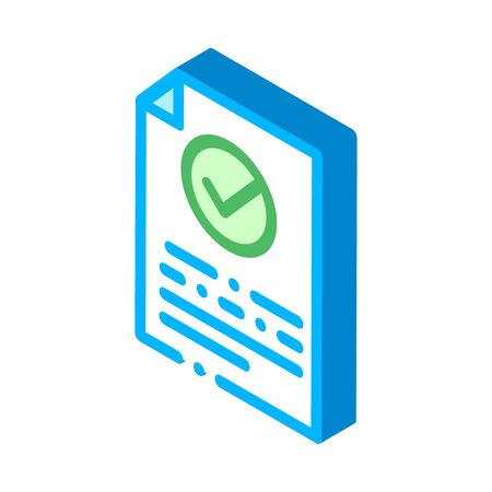 Document Text File With Approved Mark vector isometric sign. color isolated symbol illustrationのイラスト素材