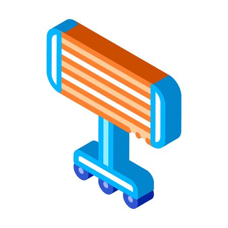 Portable Heating Device On Rollers vector isometric sign. color isolated symbol illustrationのイラスト素材
