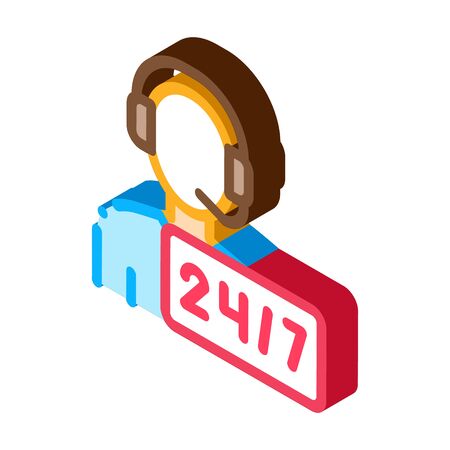 Hotline Man Support Postal Transportation Company Icon Vector isometric sign. color isolated symbol illustrationのイラスト素材