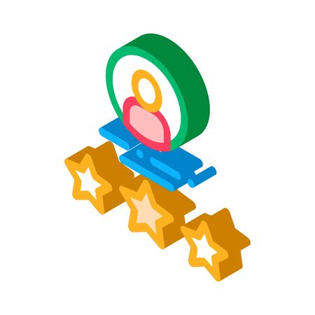 Human Silhouette Avatar And Stars Job vector isometric sign. color isolated symbol illustrationのイラスト素材