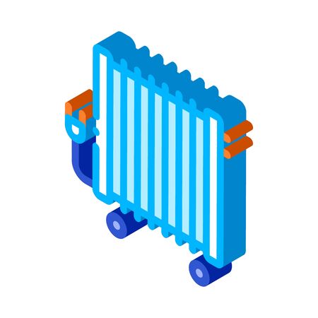 Portable Oil Radiator Heating System vector isometric sign. color isolated symbol illustrationのイラスト素材