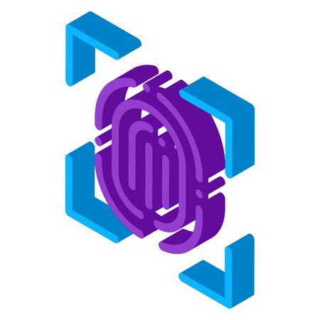 Scan Fingerprint Close-up Icon Vector. Isometric Scan Fingerprint Close-up sign. color isolated symbol illustrationのイラスト素材
