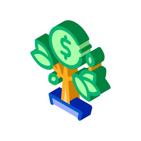 Money Tree Pot Icon Vector. Isometric Money Tree Pot sign. color isolated symbol illustrationのイラスト素材