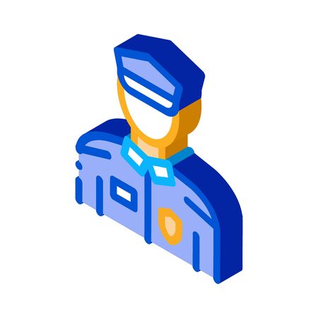 Policeman In Police Suit Icon Vector. Isometric Policeman In Police Suit sign. color isolated symbol illustrationのイラスト素材