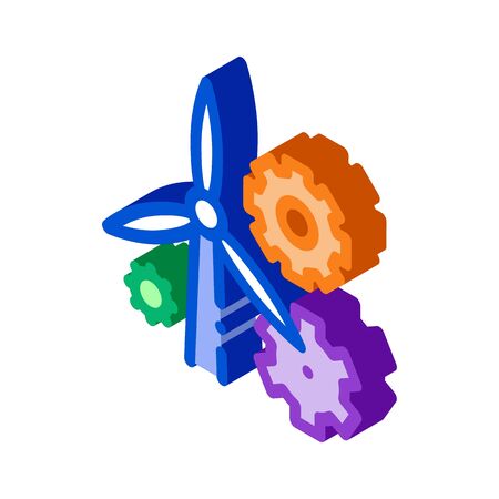 windmill settings icon vector. isometric windmill settings sign. color isolated symbol illustrationのイラスト素材