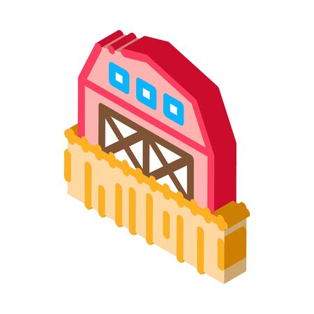 farm greenhouse wheat field icon vector. isometric farm greenhouse wheat field sign. color isolated symbol illustrationのイラスト素材