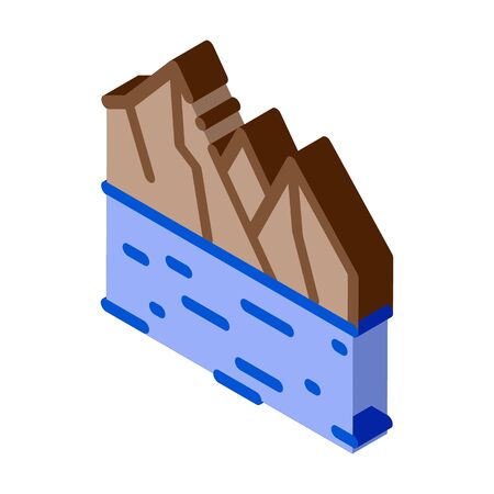 raking current river icon vector. isometric raking current river sign. color isolated symbol illustrationのイラスト素材