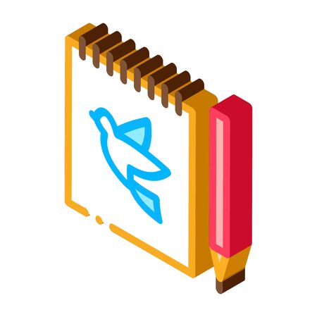Notebook Pen Bird Icon Vector. Isometric Notebook Pen Bird sign. color isolated symbol illustrationのイラスト素材