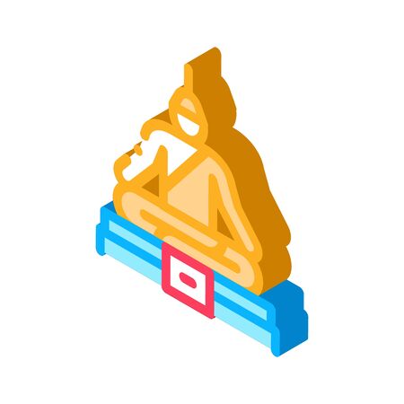 Buddha Thai Religion Statue Icon Vector. Isometric Buddha Religious Sculpture, Spirituality Monument sign. color isolated symbol illustrationのイラスト素材
