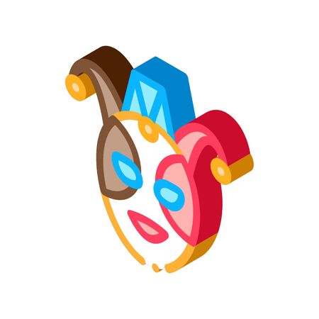Festival Mask Icon Vector. Isometric Festival Mask sign. color isolated symbol illustrationのイラスト素材