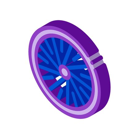 Bicycle Wheel Icon Vector. Isometric Bicycle Wheel Sign. Color Isolated Symbol Illustrationのイラスト素材