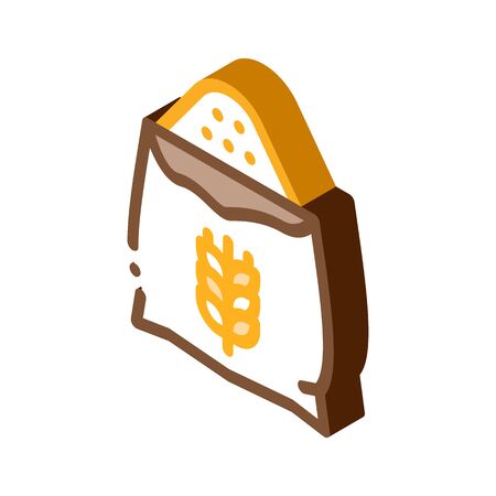 Natural Wheat Ears Harvest Icon Vector. Isometric Agricultural Farmland Wheat Plant Harvest Concept Linear Pictogram. Agriculture Crop sign. color isolated symbol illustrationのイラスト素材