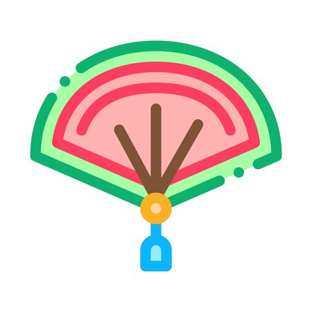 chinese open fan icon vector. chinese open fan sign. color symbol illustrationのイラスト素材