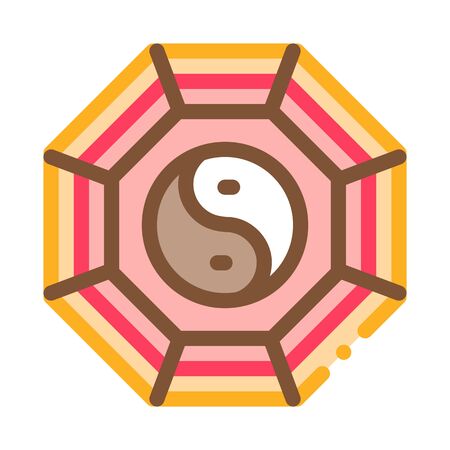 rug with yin yang pattern top view icon vector. rug with yin yang pattern top view sign. color symbol illustrationのイラスト素材