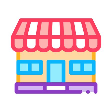 shop store building icon vector. shop store building sign. color symbol illustrationのイラスト素材