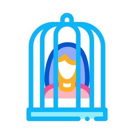 woman in cage icon vector. woman in cage sign. color symbol illustrationのイラスト素材