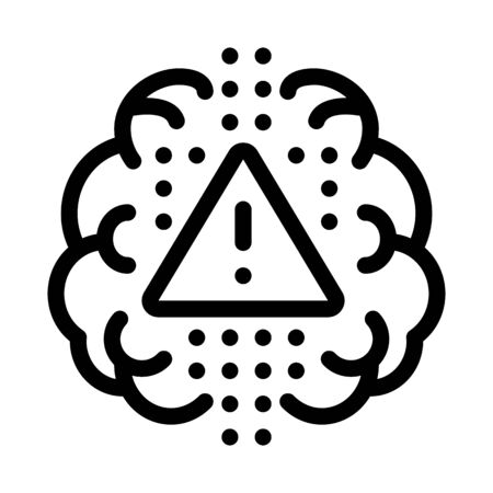 brain exclamation mark icon vector. brain exclamation mark sign. isolated contour symbol illustrationのイラスト素材