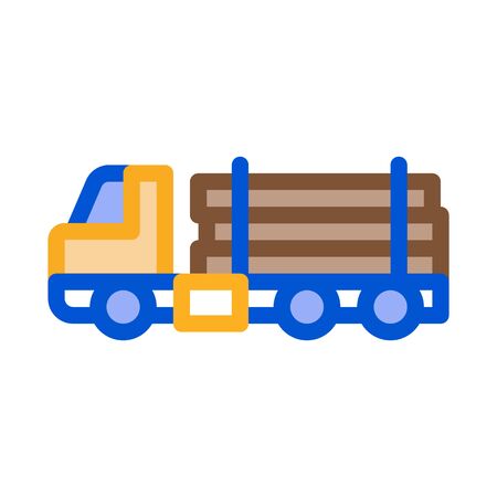 logging delivery truck icon vector. logging delivery truck sign. color symbol illustrationのイラスト素材