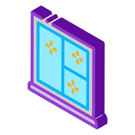 shockproof glass in window icon vector. isometric shockproof glass in window sign. color isolated symbol illustrationのイラスト素材