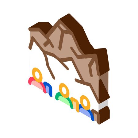 people rocky mountain icon vector. isometric people rocky mountain sign. color isolated symbol illustrationのイラスト素材