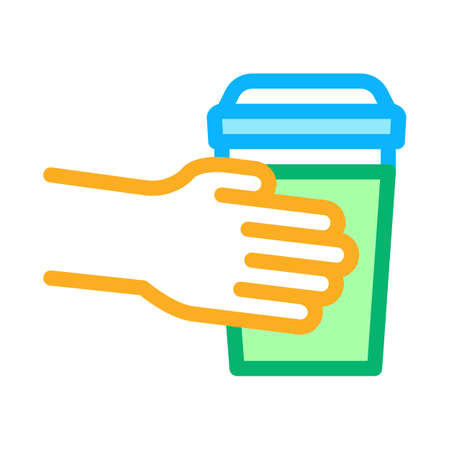 hand holding drink cup icon vector. hand holding drink cup sign. color symbol illustrationのイラスト素材