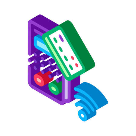 pos terminal and pay pass card icon vector. isometric pos terminal and pay pass card sign. color isolated symbol illustrationのイラスト素材