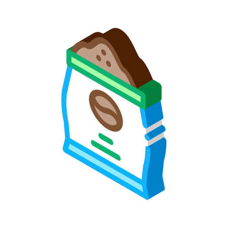 coffee production bag icon vector. isometric coffee production bag sign. color isolated symbol illustrationのイラスト素材