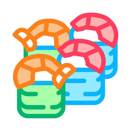 sushi roll with shrimp icon vector. sushi roll with shrimp sign. color symbol illustrationのイラスト素材