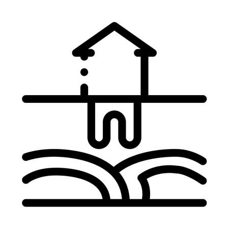 house geothermal heating energy icon vector. house geothermal heating energy sign. isolated contour symbol illustrationのイラスト素材