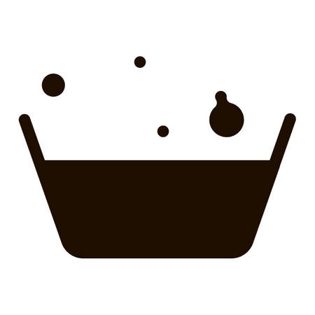 Laundry Service Soapsuds Bowl Vector Line Icon. Soapy Water With Foam Laundry Service Washing Clothes Dress Pictogram. Laundromat, Dry-Cleaning, Launderette Contour Illustrationのイラスト素材
