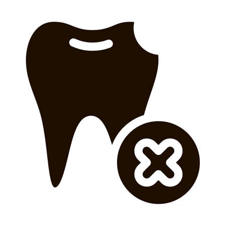 Dentist Stomatology Unhealthy Tooth glyph icon Sign . Caries And Debris Bad Tooth Pictogram. Chairside Assistance Dental Health Service Monochrome Illustrationのイラスト素材