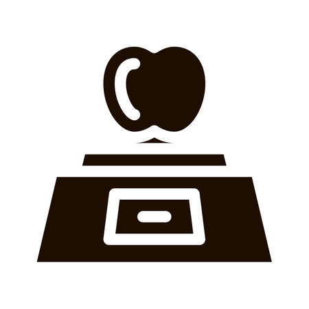 Healthy Food Fruit Apple Vector Icon. Bio Eco Sweet Apple On Pair Of Scales Pictogram. Organic Healthcare Vitamin Delicious Nutrition Monochrome Illustrationのイラスト素材