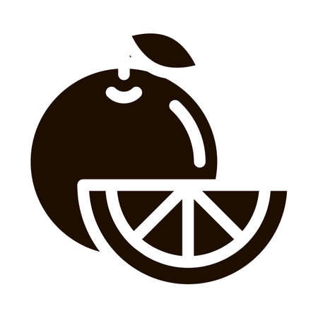 Healthy Food Fruit Orange Vector Icon. Bio Eco Sweet Exotic Sliced Citrus Pictogram. Organic Healthcare Vitamin Delicious Nutrition Monochrome Illustrationのイラスト素材