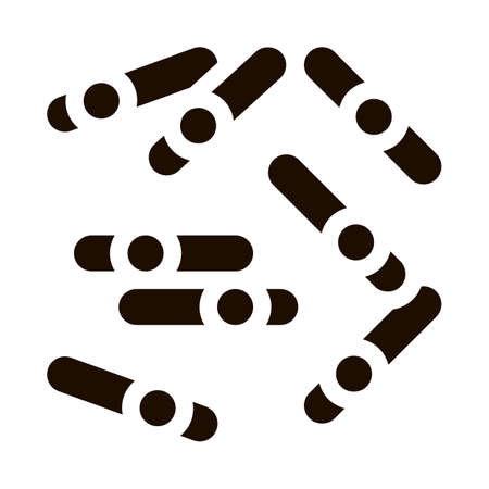 Microscopic Bacterium Sticks Vector Icon. Medical Dangerous Organism Bacterium Element Pictogram. Chemical Microbe Infection Microorganism Design Contour Monochrome Illustrationのイラスト素材