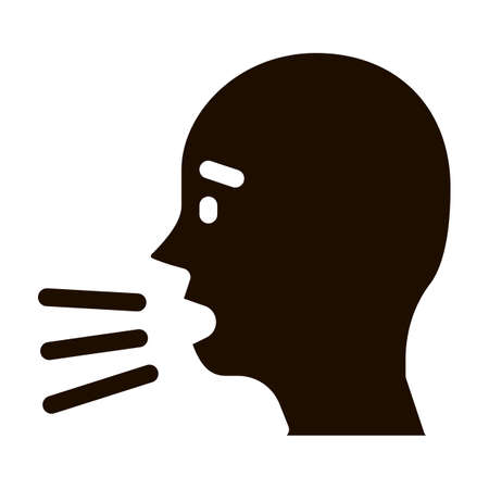 Character Man Sneezing Coughing Vector Sign Icon . Male Head Bacterium Sneezing Pictogram. Microbe Type Infection Biology Microorganism Contour Monochrome Illustrationのイラスト素材
