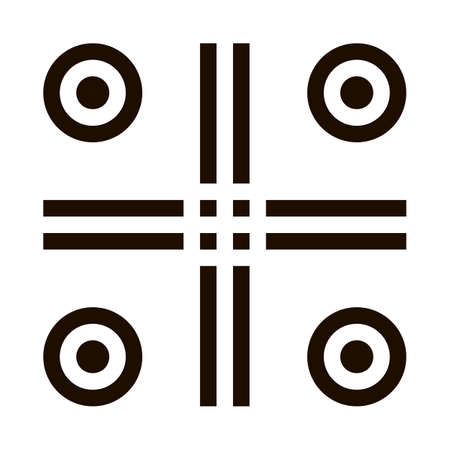 Interactive Kids Ludo Game Vector Icon. Traditional Board Game For Children And Adult, Playing Gaming Items Pieces Pictogram. Joyful Things Monochrome Illustrationのイラスト素材
