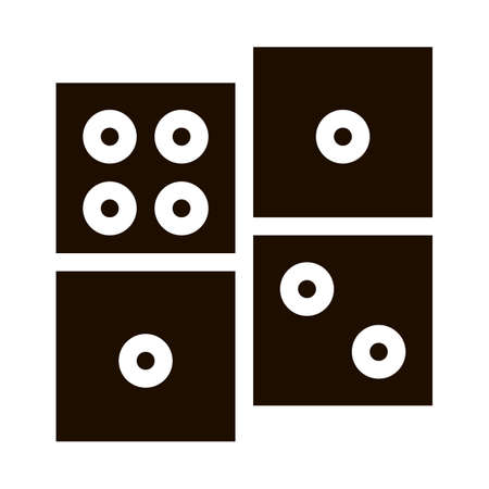 Interactive Kids Game Dominoes Vector Sign Icon . Baby And Adult Dominoes Children Playing Gaming Items Pieces Pictogram. Joyful Things Monochrome Illustrationのイラスト素材