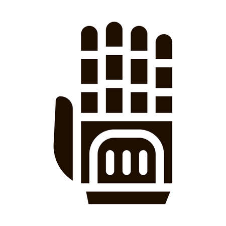 Cyber Hand Artificial Intelligence glyph icon Sign . Artificial Intelligence Robot Detail Mechanic Arm Pictogram. Fingerprint, Microchip, Assembly Contour Illustrationのイラスト素材