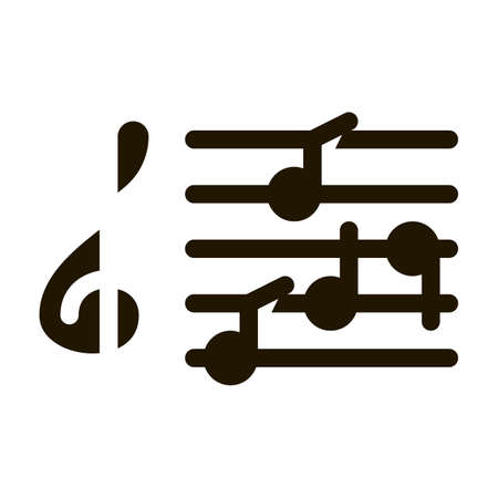 Treble Clef And Musical Notes Opera Element glyph icon . Singers And Headphones, Concert, Opera And Karaoke Music Pictogram. Black And White Contour Illustrationのイラスト素材
